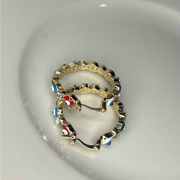 14k gold filled evil eye earrings - Picture 3 of 4